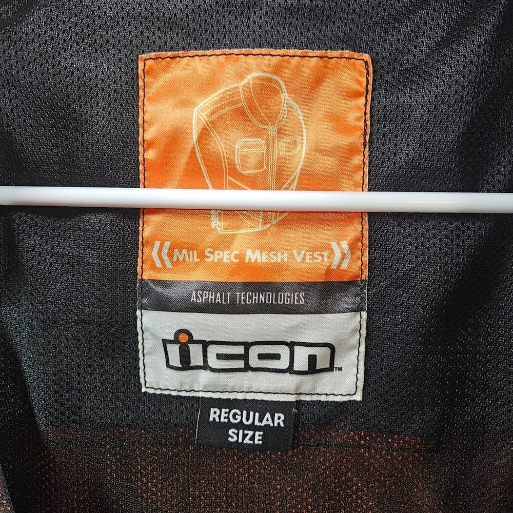 Icon Motorsports Mil Spec Mesh Vest Mens Regular Orange Black Reflective Safety